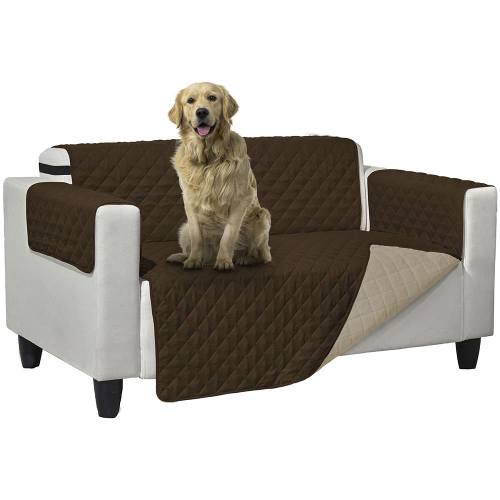 Copridivano Trapuntato Queen Antimacchia Double Face Marrone-crema 2 Posti Marrone-crema - Foto 2