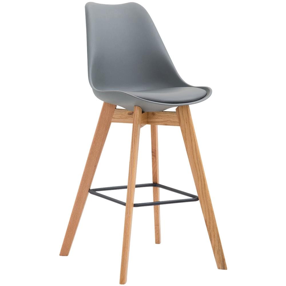 Sgabello Alto Metz in Polipropilene Imbottito - Sgabello Bancone 4 Gambe I Sgabello Cucina con Poggiapiedi Design Tulip I Sedia Scandinava Carico Max 115 kg Grigio Colore Base: Natura - Foto 1