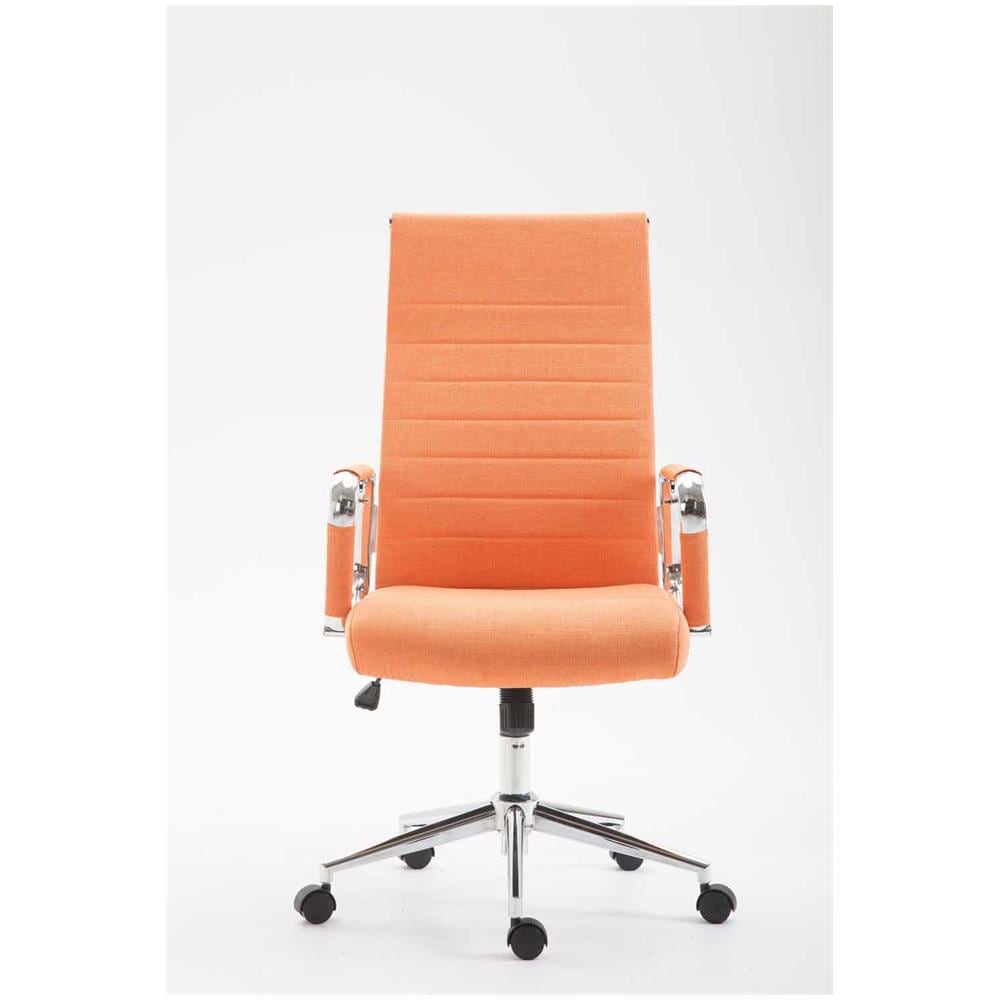 Sedia Ufficio Girevole Kolumbus in Tessuto I Sedia Scrivania Ergonomica con Alto Schienale I Sedia Studio Regolabile con Braccioli Arancione - Foto 2