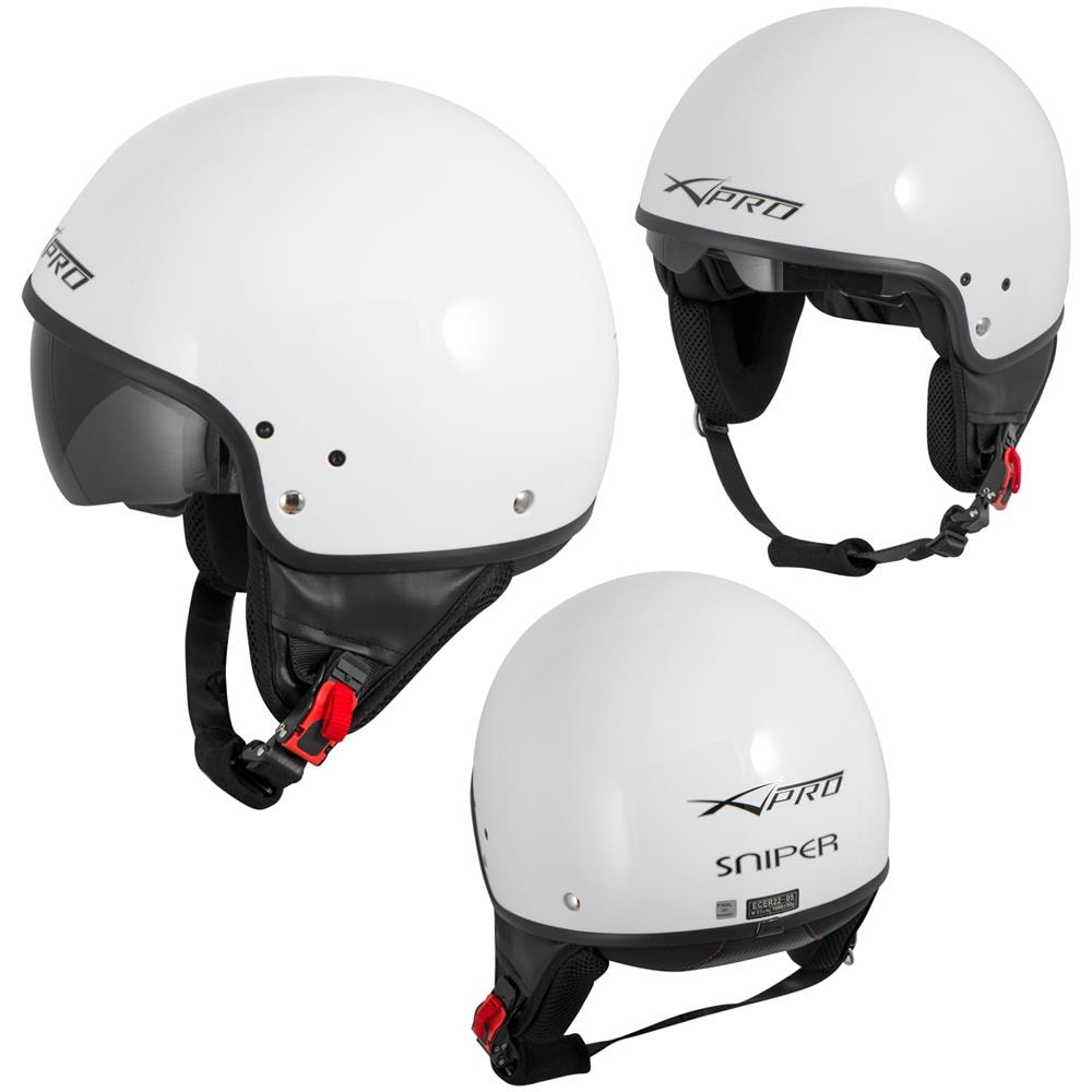 Casco Jet Scooter Moto Omologato Ece 22 Visiera Parasole Bianco M - Foto 1