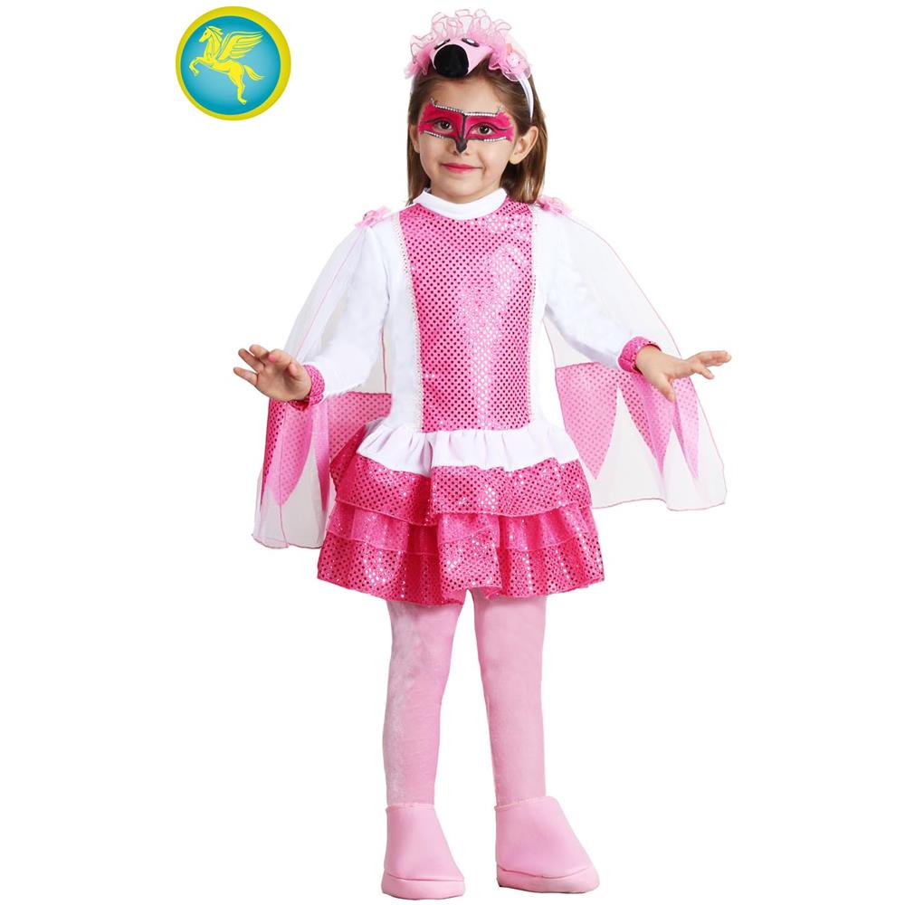 Costume Fenicottero Rosa Di Pegasus Vestito Carnevale Made In Italy 8/9 Anni - Foto 2