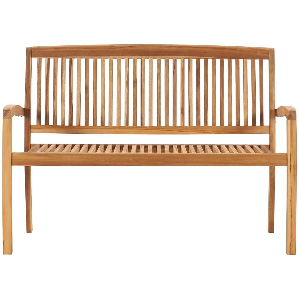 Panchina Da Giardino Impilabile E Cuscino 128,5cm Teak Massello - Foto 3