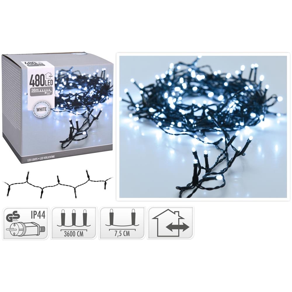 Catena Luci Di Natale 480 Led 36 M Bianco Freddo Decorazione Da Interno / esterno - Foto 2