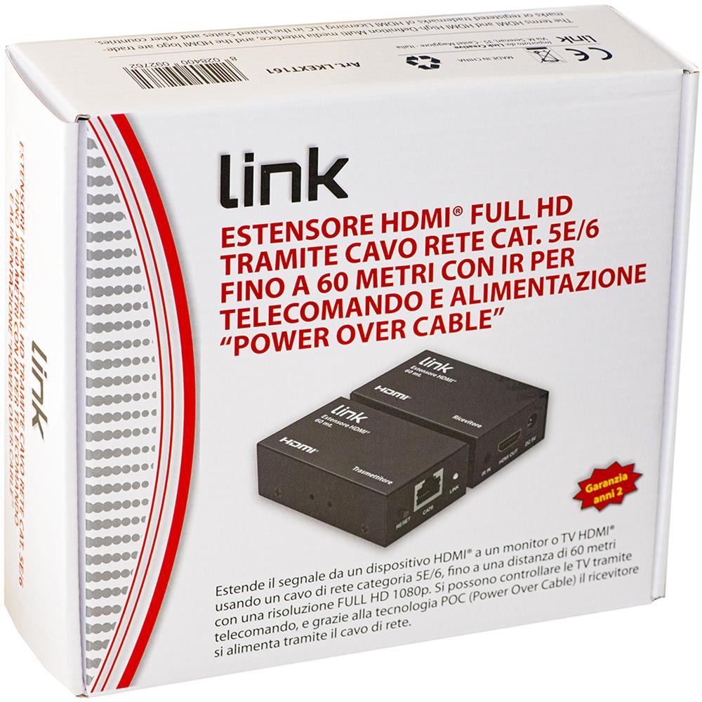 EXTENDER HDMI TRAMITE CAVO RETE CAT 5/6 FINO 60MT INFR.TELEC. POC - Foto 6