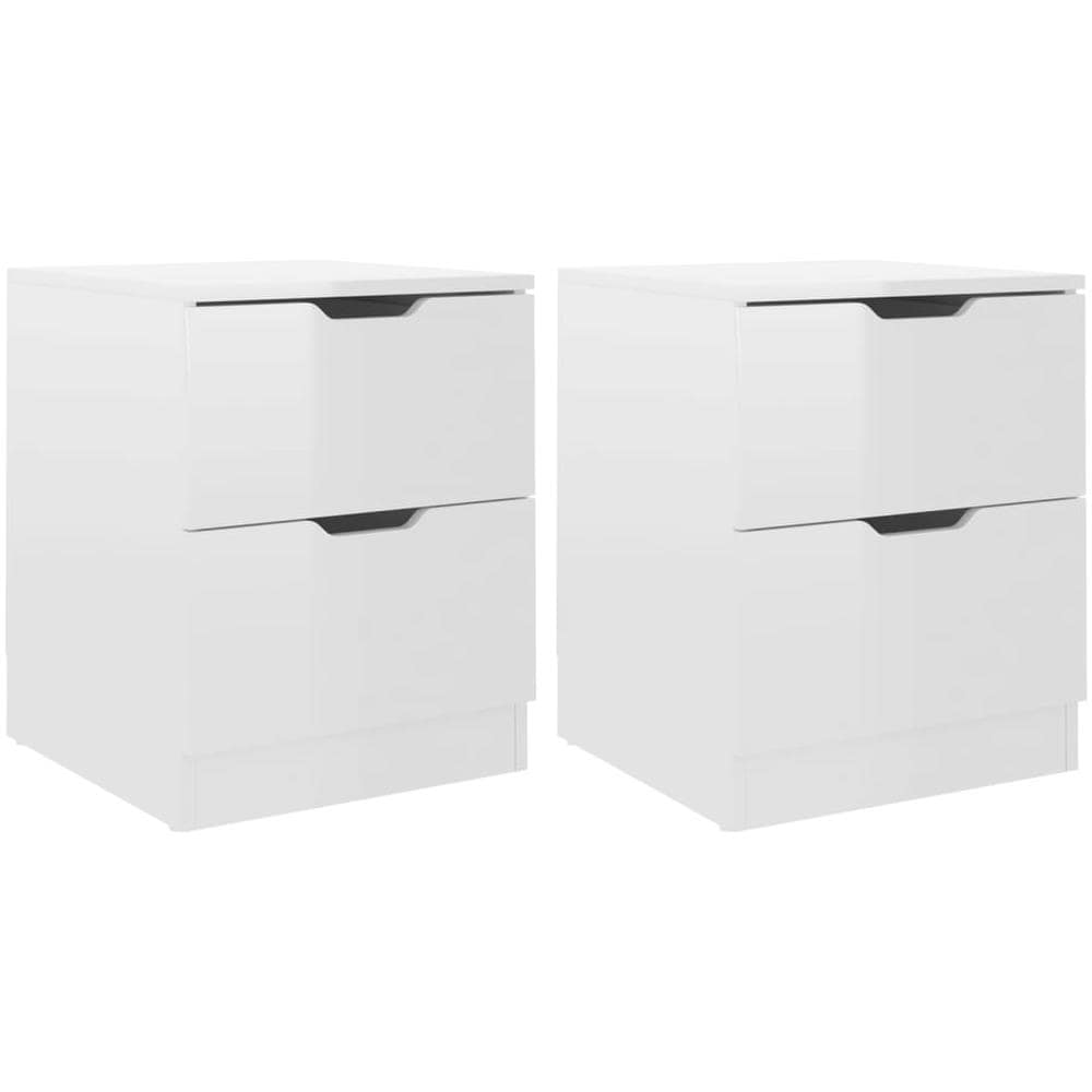 Comodini 2 pz Bianco Lucido 40x40x50 cm in Legno Multistrato - Foto 2