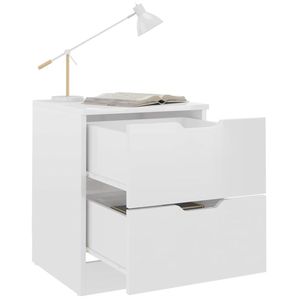 Comodini 2 pz Bianco Lucido 40x40x50 cm in Legno Multistrato - Foto 3