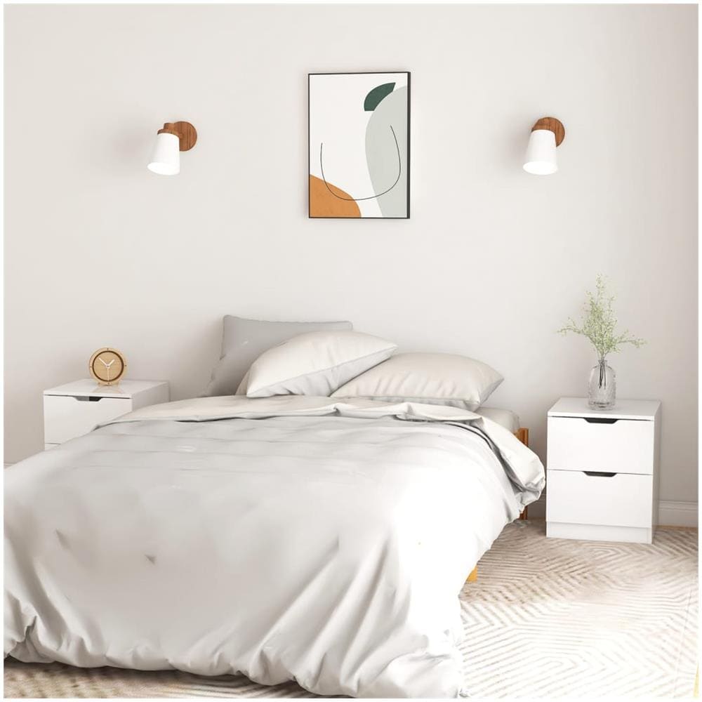 Comodini 2 pz Bianco Lucido 40x40x50 cm in Legno Multistrato - Foto 1