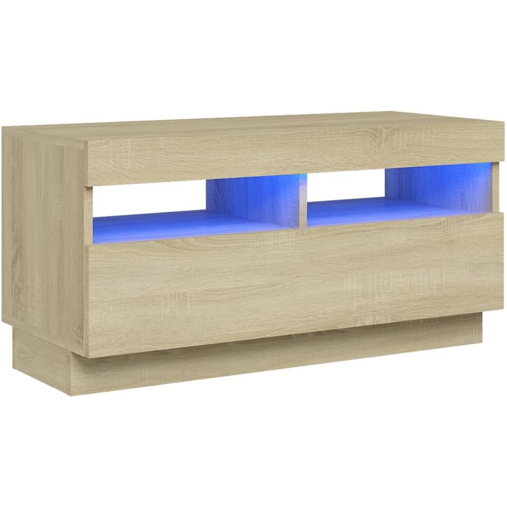 Mobile Porta TV con Luci LED Rovere Sonoma 80x35x40 cm - Foto 2