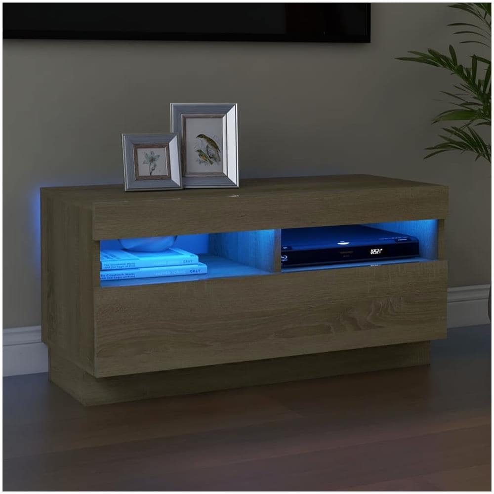 Mobile Porta TV con Luci LED Rovere Sonoma 80x35x40 cm - Foto 1