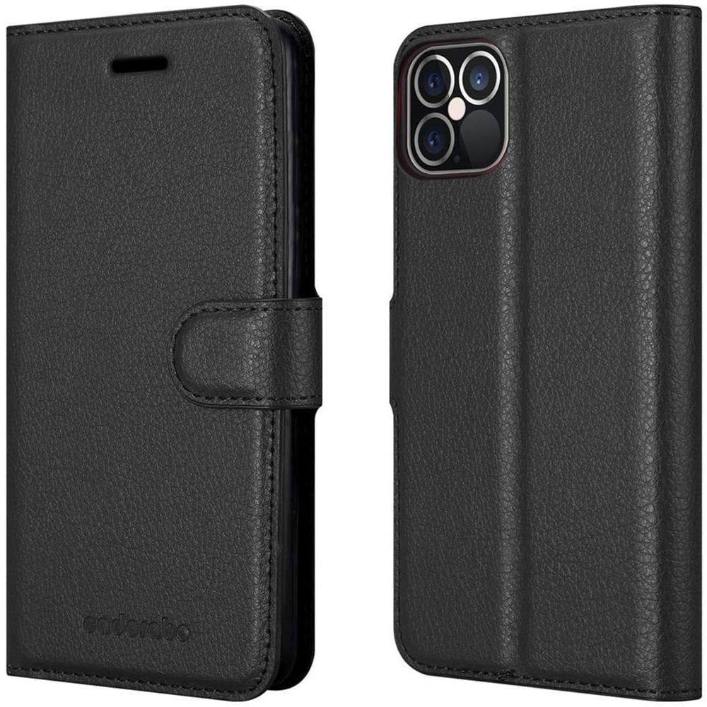 Custodia Compatibile Con Apple Iphone 12 (6,1"" Zoll) In Nero Carbone - Coperchio Protettiva Con Chiusura Magnetica, Funzione Stand E Tasca Per Le Carte - Foto 8