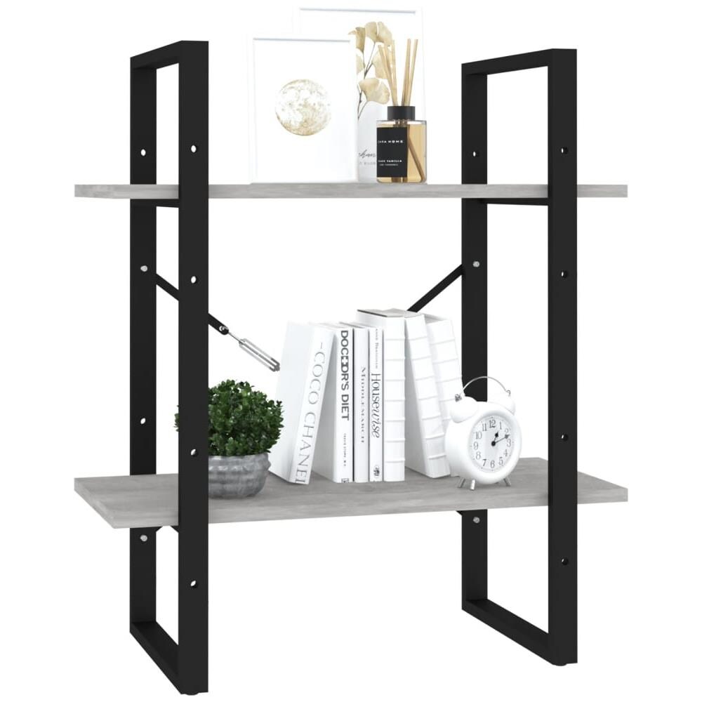 Libreria 2 Ripiani Grigio Cemento 60x30x70 cm Legno Multistrato - Foto 2