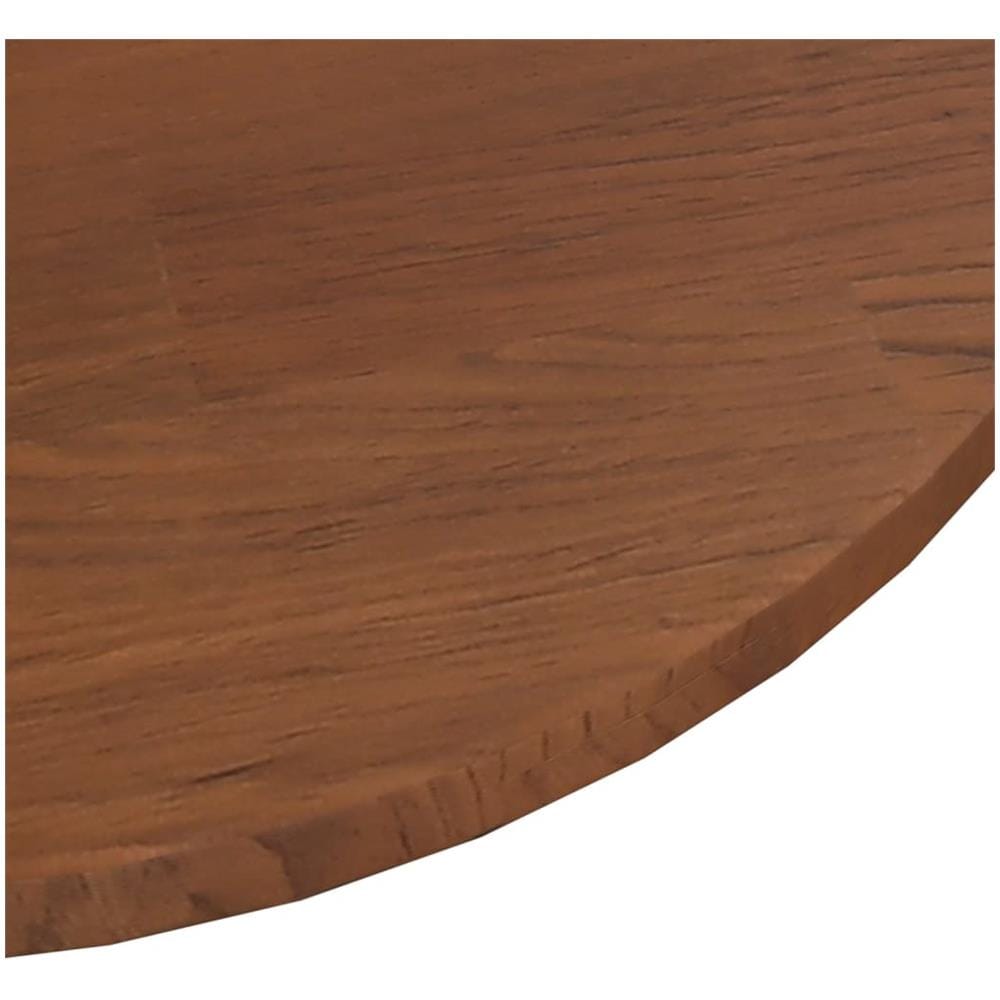 Piano Tavolo Rotondo Marrone Scuro 80x1,5 Cm Rovere Trattato - Foto 3