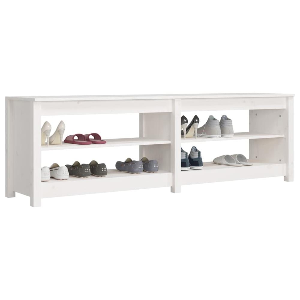 Scarpiera Bianca 160x36,5x50 Cm In Legno Massello Di Pino - Foto 2