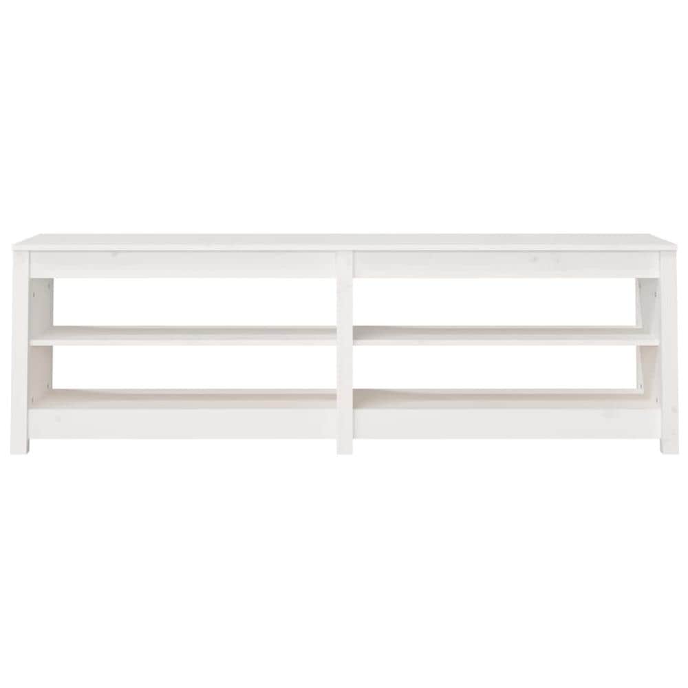 Scarpiera Bianca 160x36,5x50 Cm In Legno Massello Di Pino - Foto 3