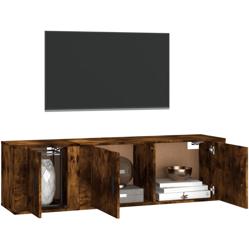 Set Mobili Porta Tv 2 Pz Rovere Fumo In Legno Multistrato - Foto 3