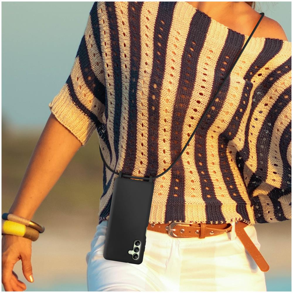 Cover Cordino Per Samsung Galaxy A14 5g E 4g Collana / Tracolla 80 Cm Nera - Foto 5