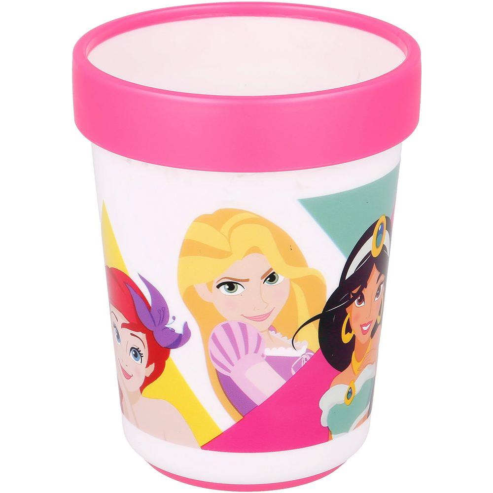 Disney Bicchiere Rosa Per Bambine In Plastica Principesse Jasmine Rapunzel Belle Biancanev Ariel Cenerentola Bella Addormentata 260 Ml Con Base Antiscivolo - Foto 3