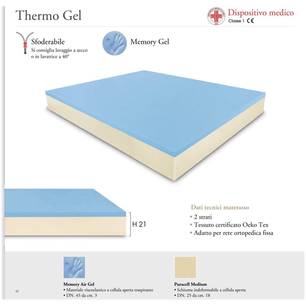 Materasso Matrimoniale, Modello Italgel Dimensione 160x200 Cm, In Memory Foam, Composto Da 2 Strati Memory Air Gel E Puracell, Prodotto In Italia - Foto 2