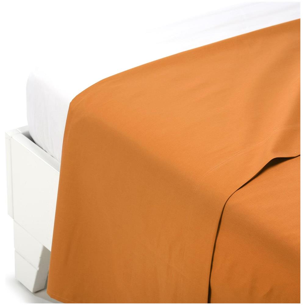 Lenzuolo Superiore In Cotone Colore Arancio Misura Singolo - Foto 1