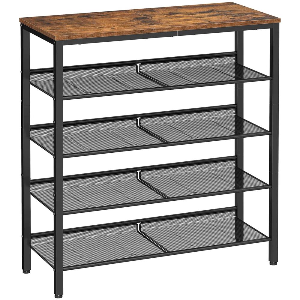 Scarpiera rustica marrone con 4 ripiani, stile industriale LBS038B01 - Foto 1
