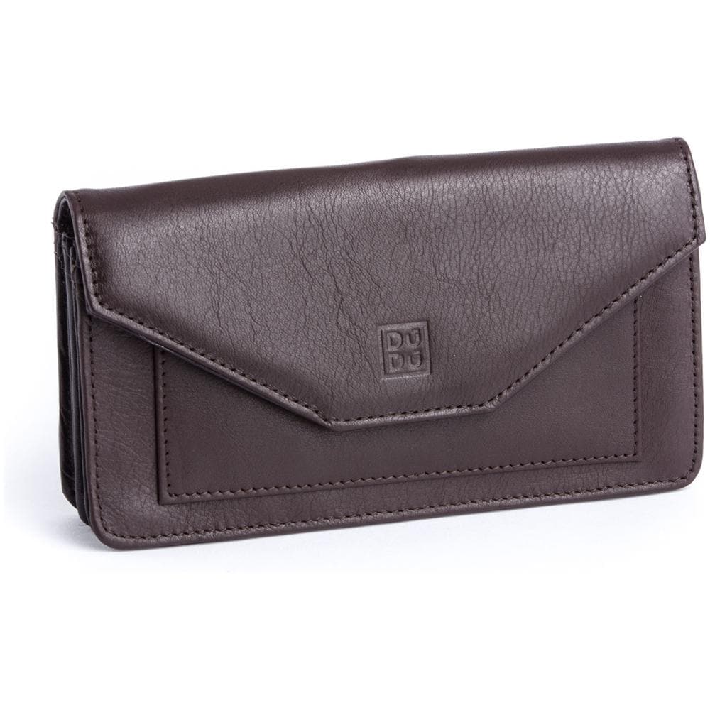 Portafoglio Donna Astuccio Busta Borsellino In Pelle Burro Con Portamonete Chiusura A Bottone Bordeaux - Foto 1