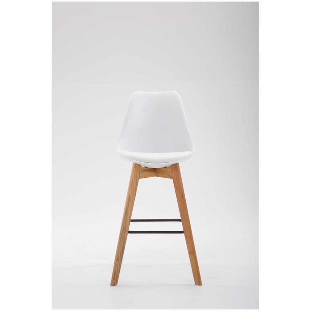 Sgabello Alto Metz in Polipropilene Imbottito - Sgabello Bancone 4 Gambe I Sgabello Cucina con Poggiapiedi Design Tulip I Sedia Scandinava Carico Max 115 kg Bianco Colore Base: Natura - Foto 2