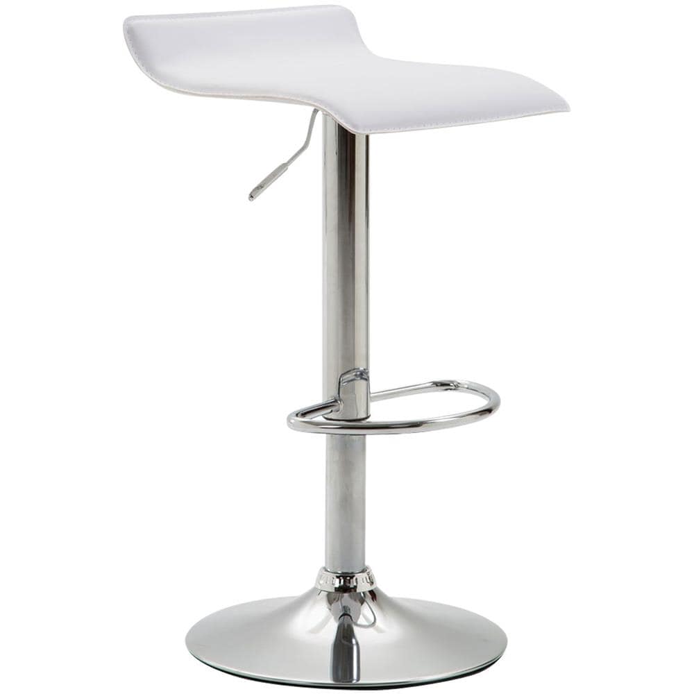 Sgabello Bar DYN V2 in Similpelle | Sedia da Cucina con Poggiapiedi | Sgabello da Bancone con Piedistallo | Sgabello Design Regolabile in Altezza 55-76 cm | Sgabello Girevole 360° Bianco - Foto 1