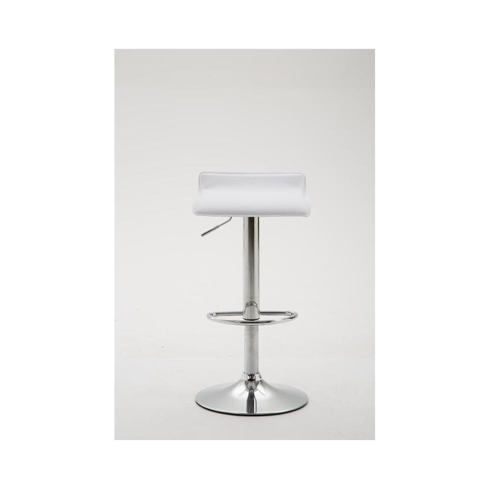 Sgabello Bar DYN V2 in Similpelle | Sedia da Cucina con Poggiapiedi | Sgabello da Bancone con Piedistallo | Sgabello Design Regolabile in Altezza 55-76 cm | Sgabello Girevole 360° Bianco - Foto 2