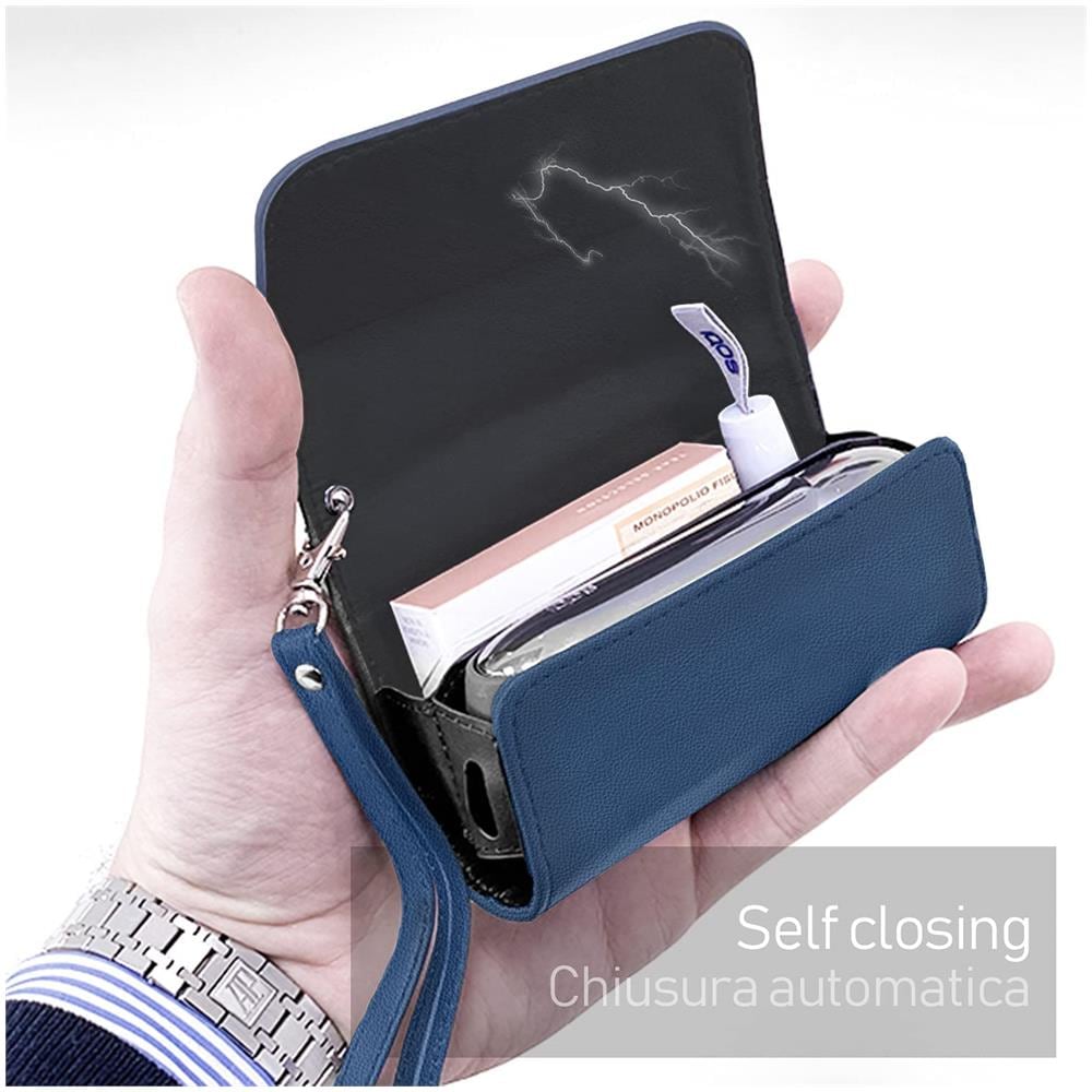 Custodia In Eco-pelle Di Alta Qualità Per Iqos 3 / 3 Duo, Astuccio In Tela E Pelle Pu, organizer Iqos, Cover / borsello Sigaretta Elettronica, accessori (blu) - Foto 2