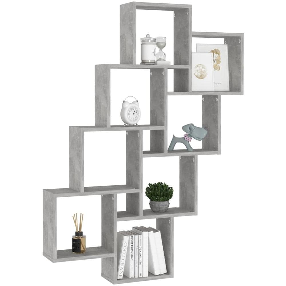 Mensola Parete Cubo Grigio Cemento 90x15x119 Legno Multistrato - Foto 3