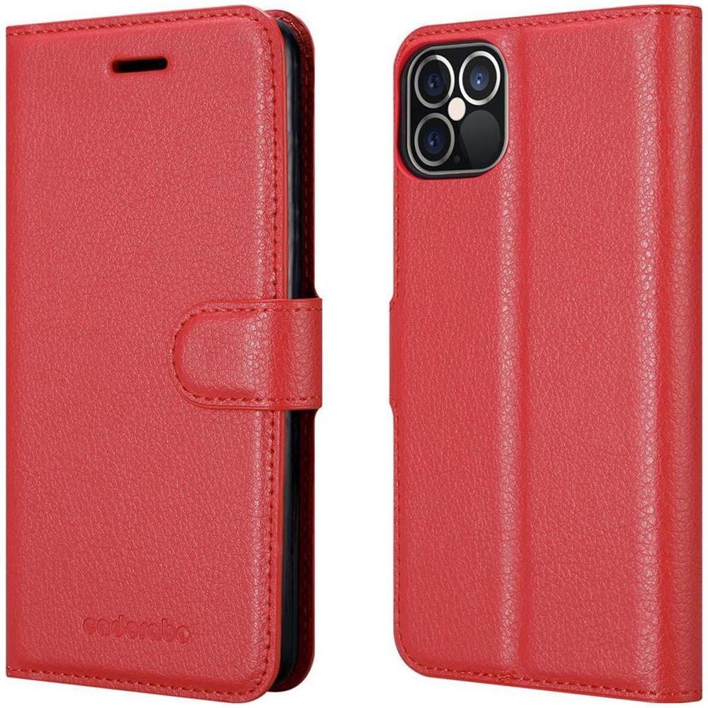 Custodia Compatibile Con Apple Iphone 12 (6,1"" Zoll) In Rosso Carminio - Coperchio Protettiva Con Chiusura Magnetica, Funzione Stand E Tasca Per Le Carte - Foto 8