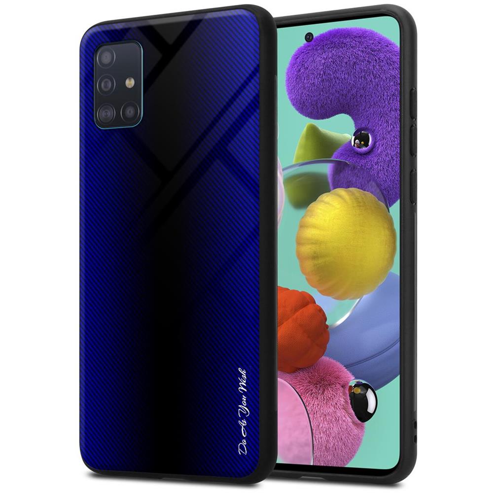 Custodia Compatibile Con Samsung Galaxy A51 4g / M40s - Ottica A Strisce In Cobalto Viola - Coperchio Protettivo In Vetro Temperato E Silicone Tpu - Foto 1