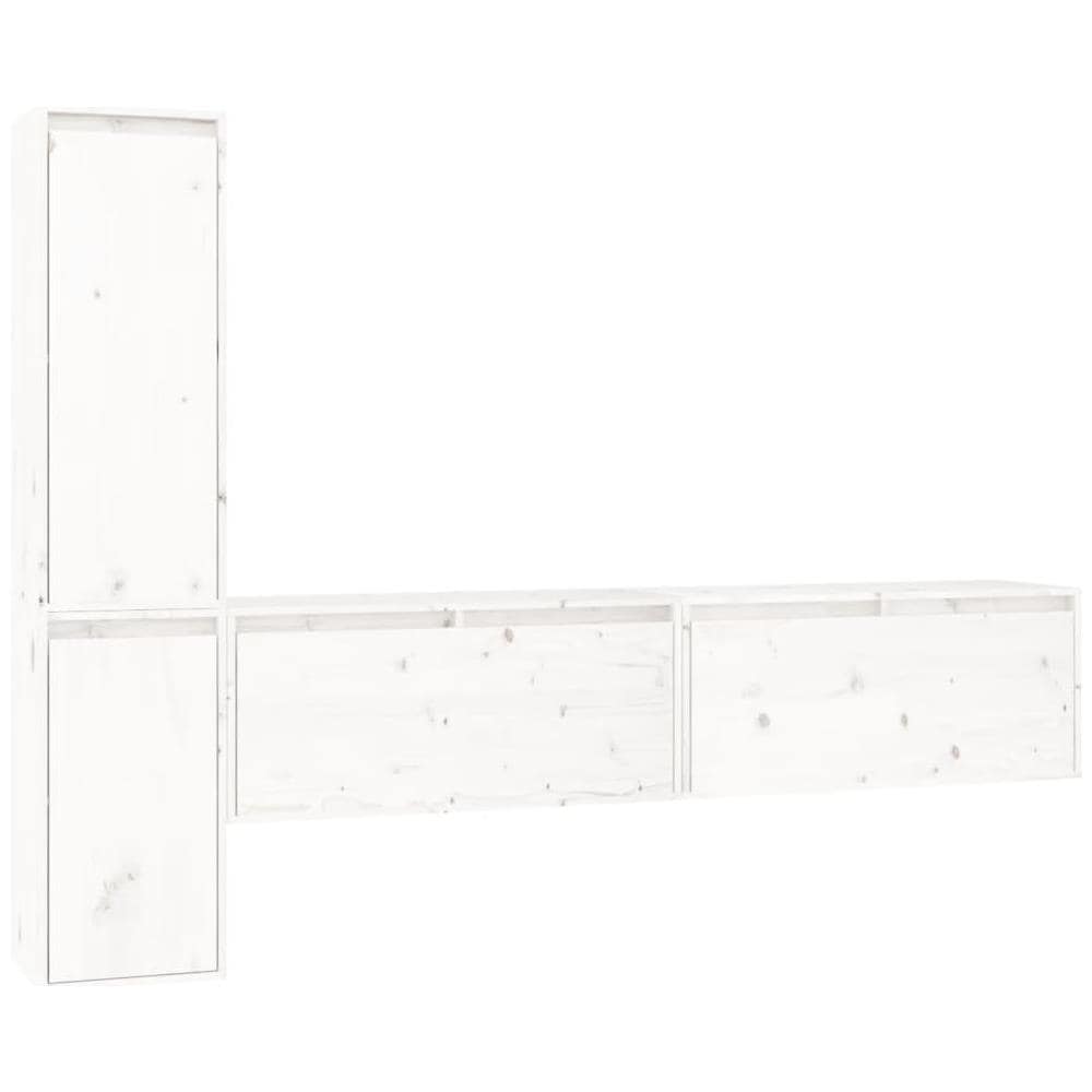 Mobili Porta Tv 4 Pz Bianchi In Legno Massello Di Pino - Foto 1