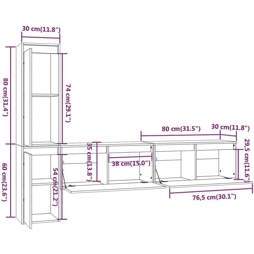 Mobili Porta Tv 4 Pz Bianchi In Legno Massello Di Pino - Foto 10