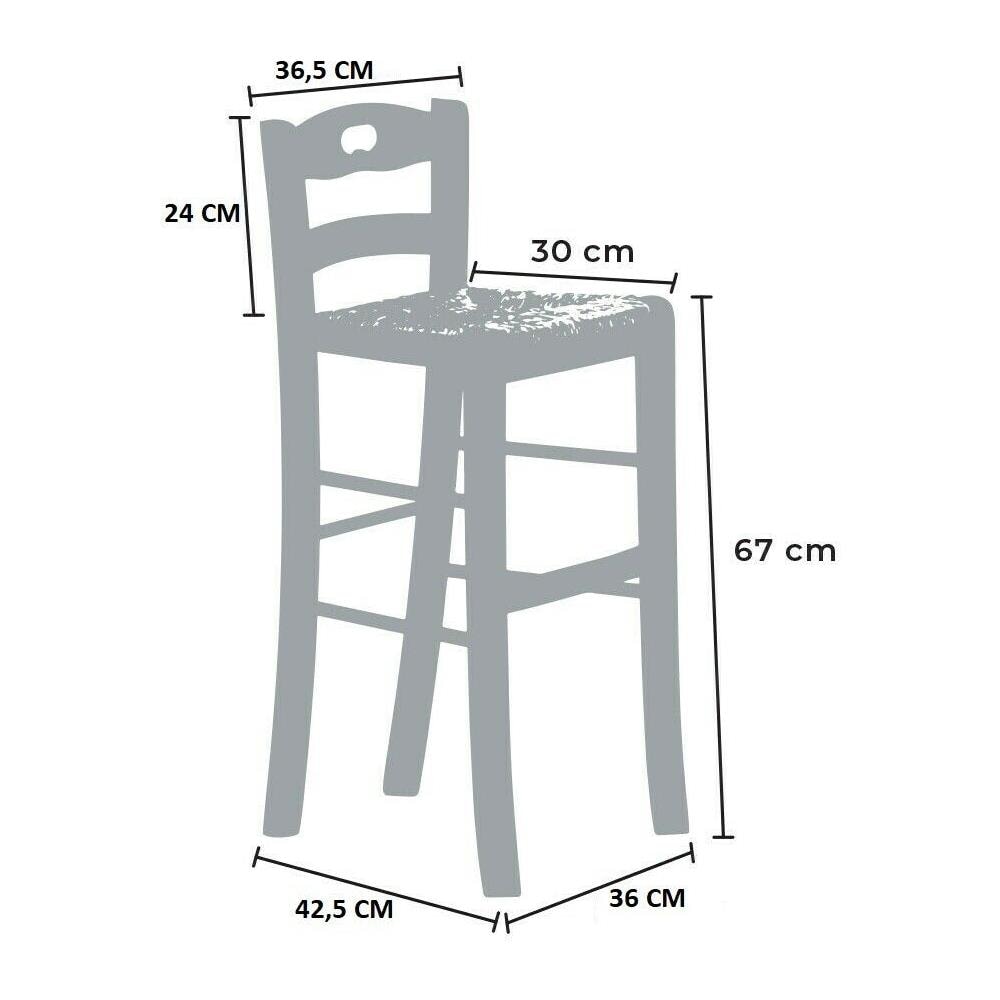 Sgabello In Legno Con Manico Nello Schienale H66 Noce Scuro Seduta In Paglia - Foto 5