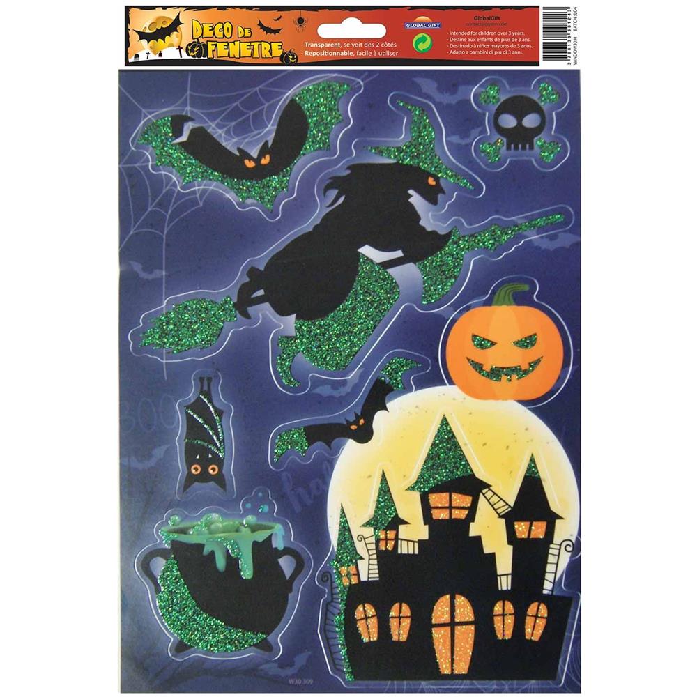 Decorazione Elettrostatica Per Finestre Di Halloween - Strega - Brillantini - Foto 1