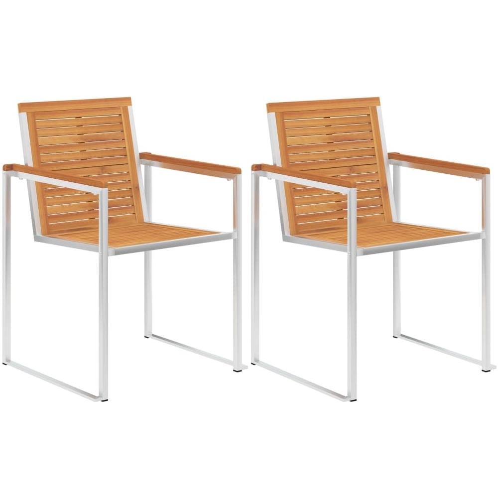 Sedie Da Giardino 2 Pz Con Cuscini In Legno Acacia E Acciaio - Foto 3