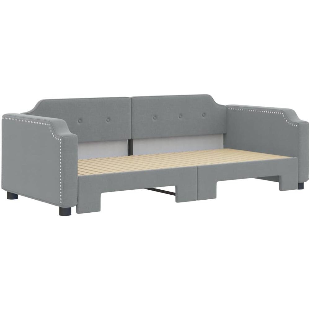Divano Letto Con Letto Estraibile Grigio Chiaro 100x200 Tessuto - Foto 3