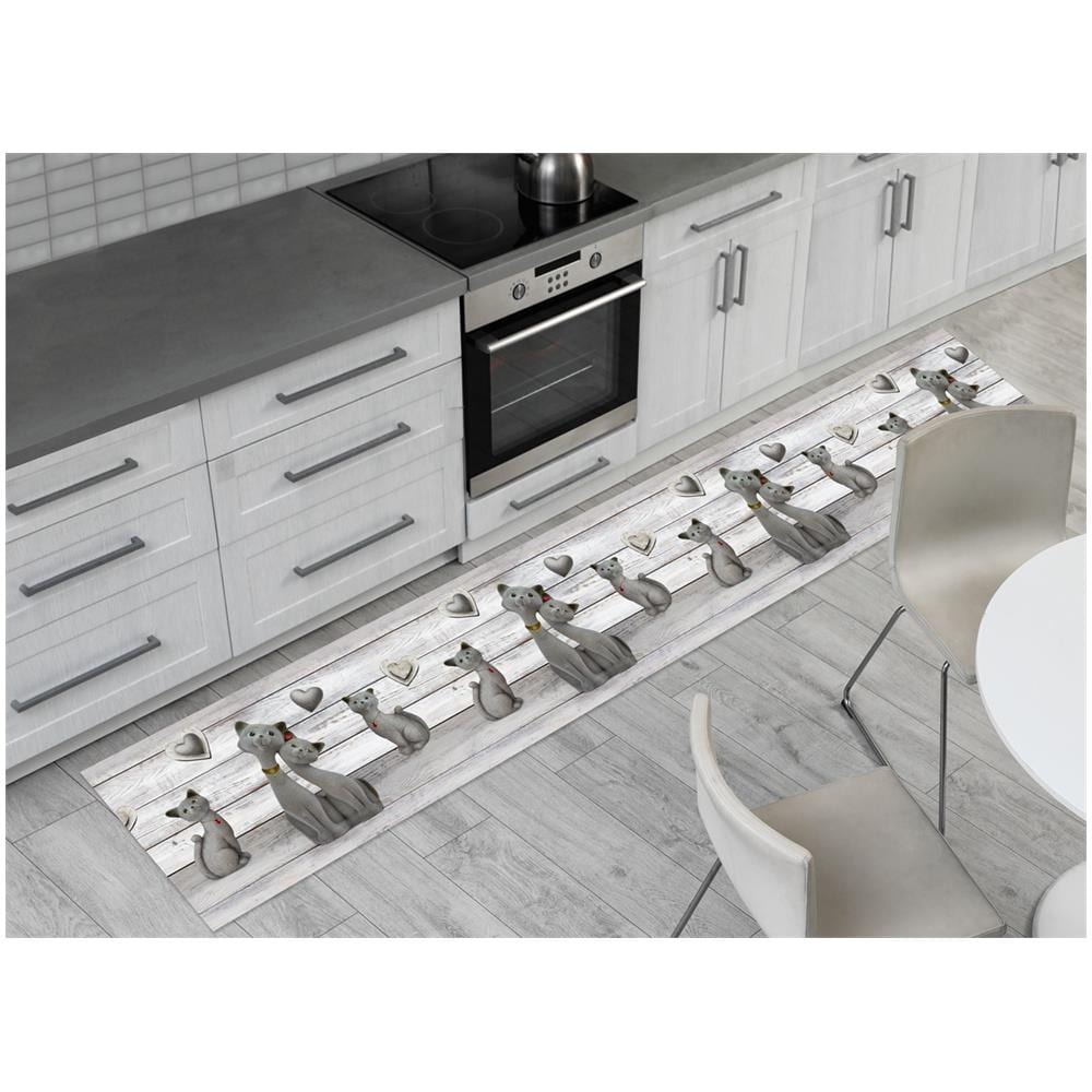 Tappeto Passatoia Cucina Antiscivolo Sottolavello Digitale Disegno Gatto Fashion 50x115 Gatto Fashion - Foto 1