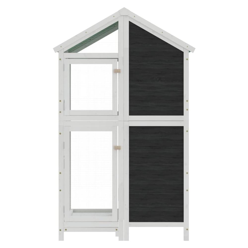 Casetta Per Uccelli Grigia 97x81x152 Cm Legno Massello Di Pino - Foto 3