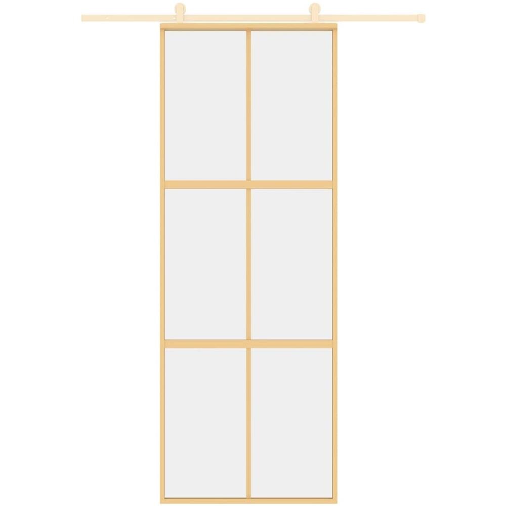 Porta Scorrevole Dorata 76x205 Vetro Trasparente Esg Alluminio - Foto 3