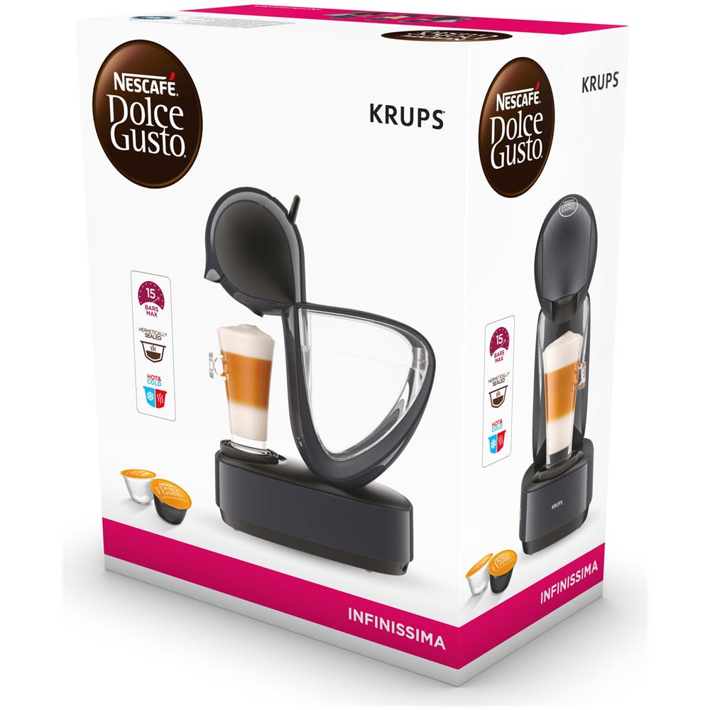 Macchina da Caffè Espresso Automatica /Manuale Dolce Gusto Infinissima KP173B Serbatoio 1.2 Lt. Potenza 1500 Watt Colore Grigio - Foto 7