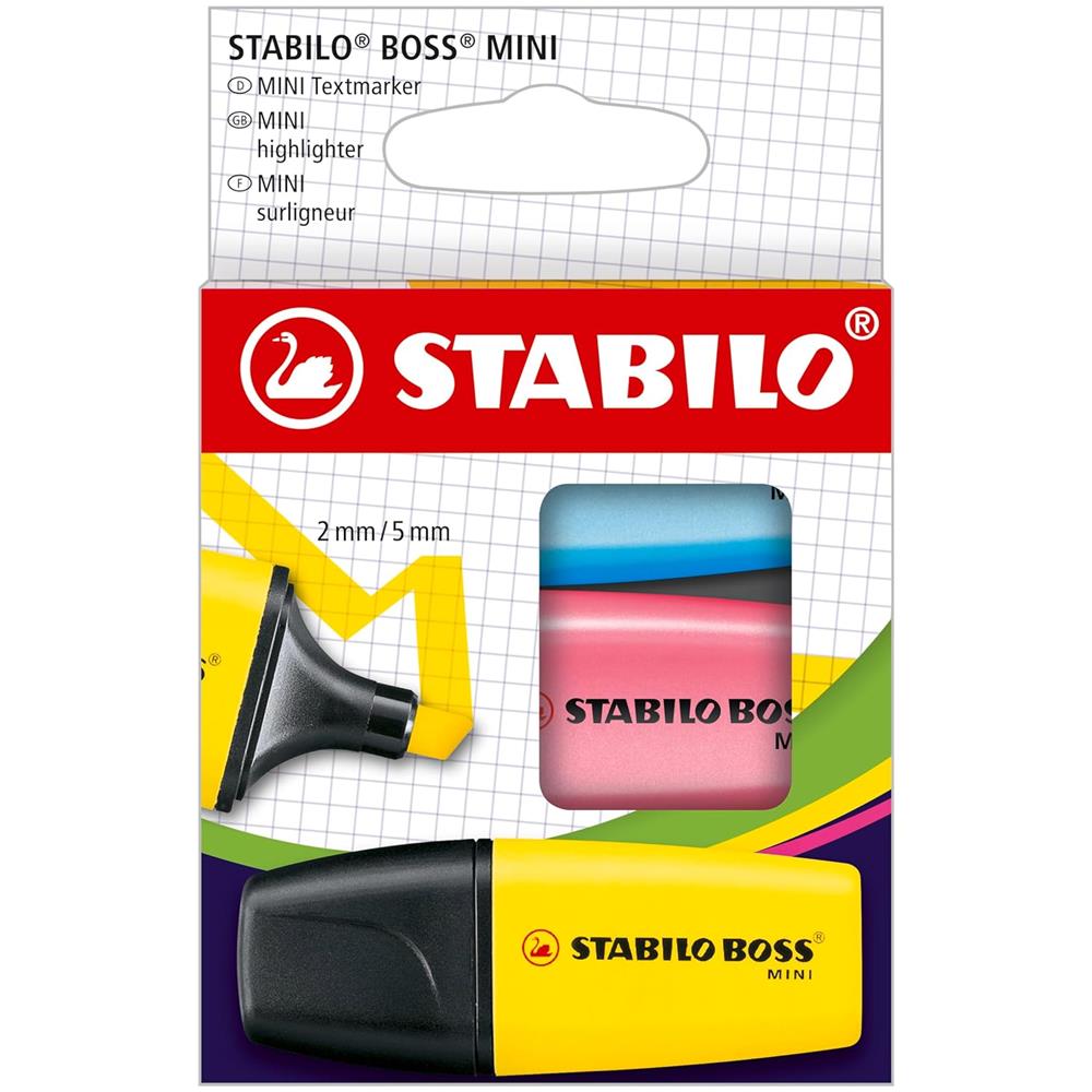 BOSS MINI - Evidenziatore - Astuccio da 3 - Giallo /Blu /Rosa - Foto 1