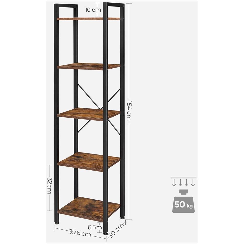 Libreria Rustic Brown con 5 ripiani, stile loft - LLS100B01 - Foto 2