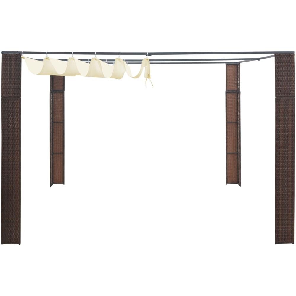 Gazebo con Tetto in Polyrattan 300x300x200cm Marrone e Crema - Foto 2