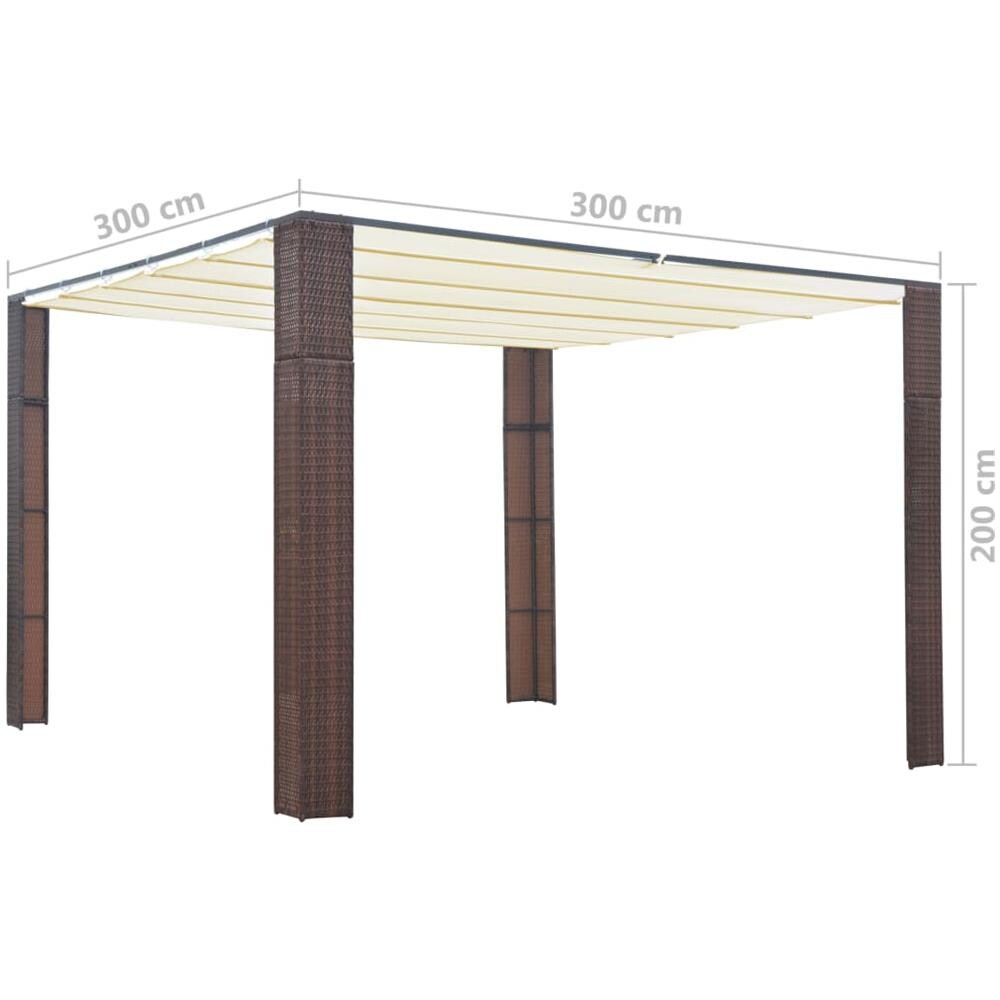 Gazebo con Tetto in Polyrattan 300x300x200cm Marrone e Crema - Foto 4