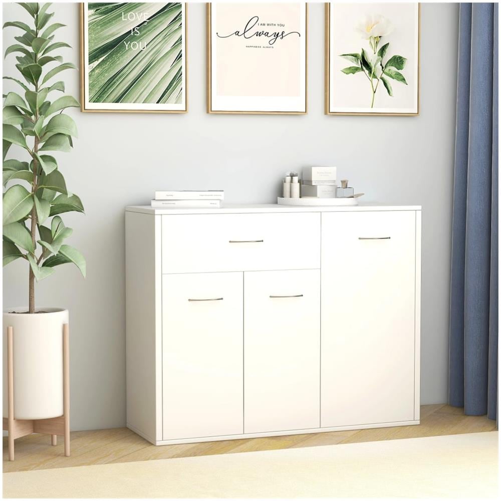 Credenza Bianca 88x30x70 cm in Legno Multistrato - Foto 1