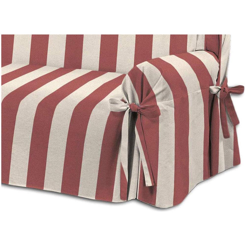 Copridivano Fodera Telo Protezione Divano Con Laccetti Fiocco Riga Larga Bordeaux 3 Posti Bordeaux - Foto 2