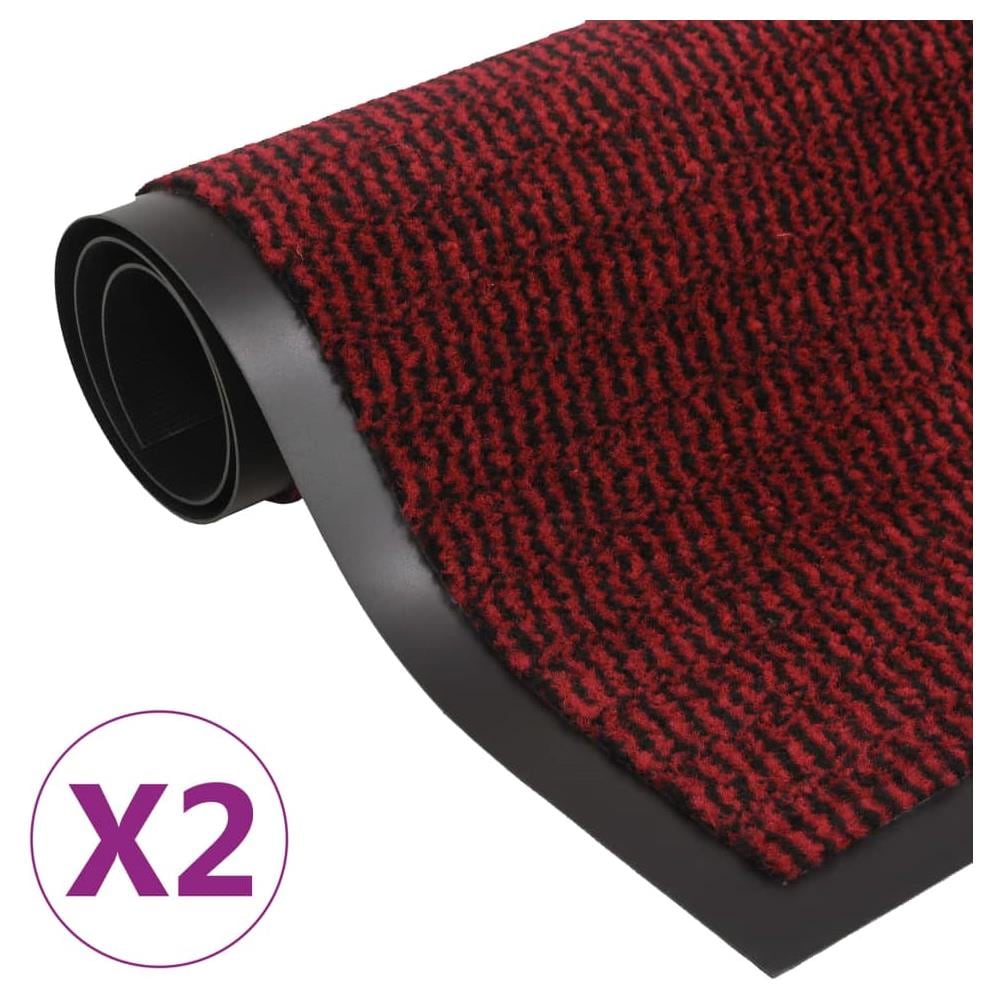 Tappeti Antipolvere 2pz Rettangolari Trapuntati 120x180cm Rossi - Foto 1