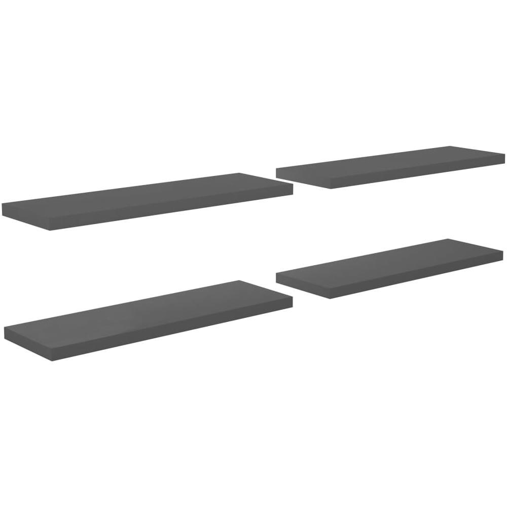 Scaffali A Parete 4 Pz Grigio Lucido 120x23,5x3,8 Cm In Mdf - Foto 2